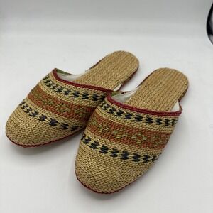 Boho Women Natural Straw 7 / 8 Grass Woven Slipper Shoe Sandal Handmade Beach